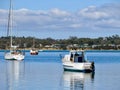 Boats moored on the river Royalty Free Stock Photo