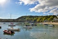 View of boats in New Quay harbour, Wales. Royalty Free Stock Photo