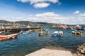 Boats in a port of Ancud, Chile Royalty Free Stock Photo