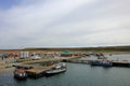 View of boats in the port of Porvenir, Tierra Del Fuego, Chile Royalty Free Stock Photo