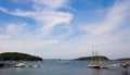 View of boats sailing on Frenchman Bay at Agamont Park, Bar Harbor in Maine, USA Royalty Free Stock Photo