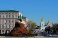 Bohdan Khmelnytsky monument and St. Michael`s Golden-Domed Monastery in Kyiv Ukraine