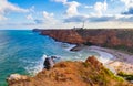 Scenic view of Bolata cove and Kaliakra cape on sunset Bulgaria