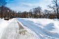 Bolotnaya Square covered in snow in Moscow. Royalty Free Stock Photo