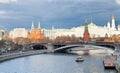 View of Bolshoy Kamenny Bridge at Moskva River Royalty Free Stock Photo