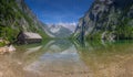 Bootshaus am Obersee lake in Berchtesgaden National Park, Alps Germany Royalty Free Stock Photo