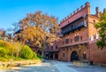 view of borgo medievale castle looking buidling in the italian city torino...IMAGE Royalty Free Stock Photo