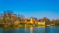 view of borgo medievale castle looking buidling in the italian city torino...IMAGE Royalty Free Stock Photo