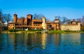 view of borgo medievale castle looking buidling in the italian city torino...IMAGE Royalty Free Stock Photo