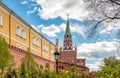 View of Borovitskaya Tower from Alexander Garden in Moscow Royalty Free Stock Photo