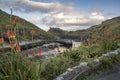 View of Boscastle harbour from garden Royalty Free Stock Photo