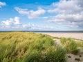 View from Boschplaat on Terschelling island to tidal outlet Born Royalty Free Stock Photo