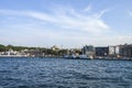 View of Bosphorus with Hagia Sophia, from sea, Istanbul, Turkey Royalty Free Stock Photo