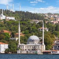 View from Bosphorus Strait overlooking Beylerbeyi Mosque, or Beylerbeyi Camii, Beylerbeyi district, Istanbul, Turkey