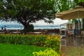 View of Bosphorus strait seen from waterfront cafe Istanbul Turkey