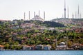 View from the Bosphorus to the largest mosque in Turkey, Grand CamlÃÂ±ca Mosque, and the CamlÃÂ±ca TRT Television Tower