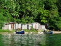 View of Boston Bay river and some metallic hovels Royalty Free Stock Photo