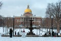 View on Boston state house at winter, USA