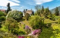 View of Botanical Gardens of Villa Taranto, located on the shore of Lake Maggiore in Pallanza, Italy. Royalty Free Stock Photo