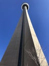 View from the bottom looking up at CN Tower, Toronto, Ontario