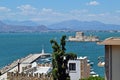 View of Bourtzi castle and lighthouse  in Nafplio Royalty Free Stock Photo