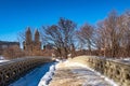 View of Bow bridge during winter, Central Park New York City . USA Royalty Free Stock Photo