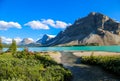 A view of Bow Lake and Crowfoot Mountain in the Canadian Rockies Royalty Free Stock Photo