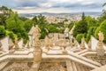 View at the Braga city from stairway Via Sacra of Bom Jesus do Monte sanctuary in Tenoes ,Portugal Royalty Free Stock Photo