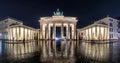 View of the Brandenburg Gate in Berlin, Germany, during a rainy night Royalty Free Stock Photo