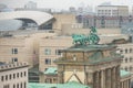 View of the Brandenburg Gate (Brandenburger Tor) is very famous architectural monument in the heart of Berlin's Mitte