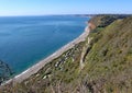 View of Branscombe beach on the cliff walk from Beer in Devon, England Royalty Free Stock Photo