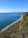 View of Branscombe beach on the cliff walk from Beer in Devon, England Royalty Free Stock Photo