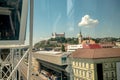 View of bratislava castle, Slovakia capital city from new city carousel Royalty Free Stock Photo