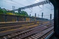 View of Bratislava train station on a rainy day