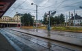 View of Bratislava train station on a rainy day