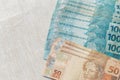 View of the Brazil money / reais. Royalty Free Stock Photo