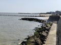 View of Breakwaters and North Sea, South Beach, Kirkley, Lowestoft, Suffolk, England, UK Royalty Free Stock Photo