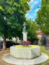 View of Bregenz upper town - Oberstadt - with fountain Royalty Free Stock Photo