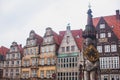 View of Bremen market square with Town Hall, Roland statue and crowd of people, historical center, Germany Royalty Free Stock Photo