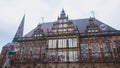 View of Bremen market square with Town Hall, Roland statue and crowd of people, historical center, Germany Royalty Free Stock Photo