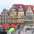 View of Bremen market square with Town Hall, Roland statue and crowd of people, historical center, Germany Royalty Free Stock Photo