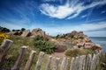 Bretonic Coast and Beach with Granite Rocks at the Cote de Granit Rose - Pink Granite Coast