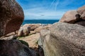 Bretonic Coast and Beach with Granite Rocks at the Cote de Granit Rose - Pink Granite Coast