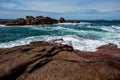 Bretonic Coast and Beach with Granite Rocks at the Cote de Granit Rose - Pink Granite Coast