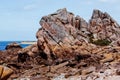 Bretonic Coast and Beach with Granite Rocks at the Cote de Granit Rose - Pink Granite Coast