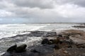 View of Bribie sandy Island from Kings beach Royalty Free Stock Photo