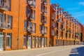 View of brick houses in the teerhof district in Bremen, Germany