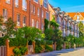 View of brick houses in the teerhof district in Bremen, Germany