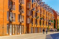 View of brick houses in the teerhof district in Bremen, Germany