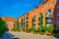 View of brick houses in the teerhof district in Bremen, Germany